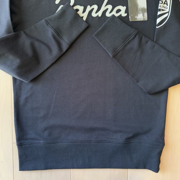 Rapha Logo Sweatshirt Small Black Fleece Pullover Cycling Sportswear NWT - Picture 5 of 9